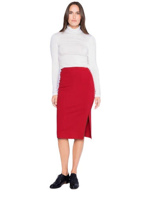 Ponte Knit Pencil Skirt - Red