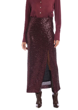 Cora Sequin Skirt - Eggplant