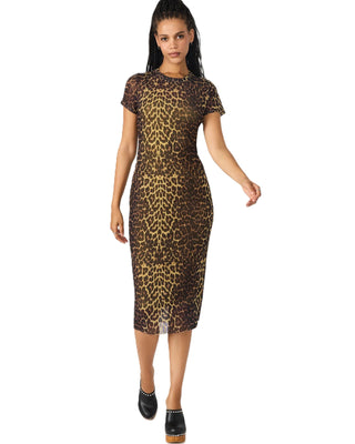 Short Sleeve Hallie Dress - Fatigue Cheetah