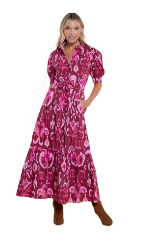Birdie Dress - Merlot Ikat