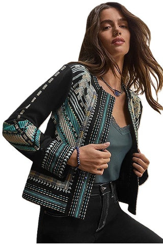 French Terry Mixed Media Jacket - Oliver/Black