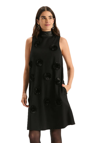 Cleo Ponte With Satin Dress - Black