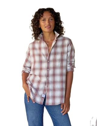 Untuckable Button-Up Shirt - Cream, Wine, Brown