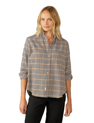 Relaxed Button-Up Shirt - Camel & Black Plaid