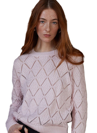 Autumn Cashmere - Diamond Stitch Pointelle Crew - Natural
