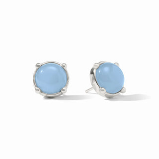 Honey Silver Stud - Chalcedony Blue