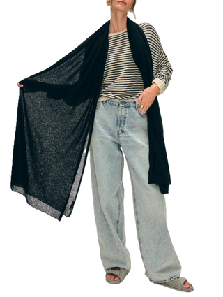 Superfine Cashmere Blend Travel Wrap - Black