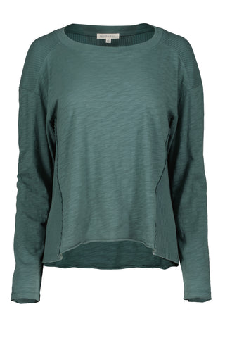 Mododoc L/S Waffle Mix Neck Top - Jewel