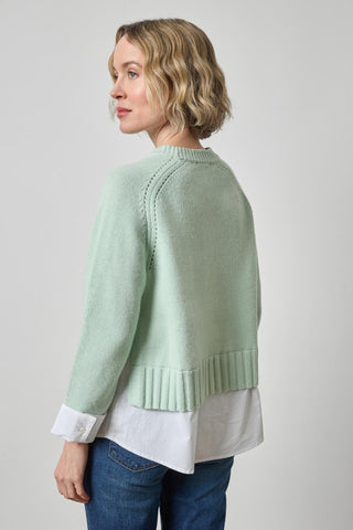 Lilla P Mixed Media Crewneck Sweater Winter Mint