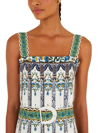 Farm Rio Sleevless Belt Maxi Dress - Manoela Off-White