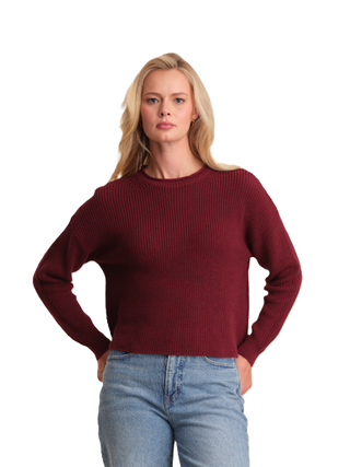 Daphne Cropped Pullover - Oxblood