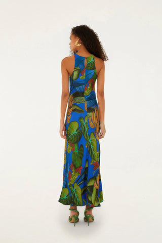 Farm Rio Banana Grapes Sleeveless Maxi - Blue