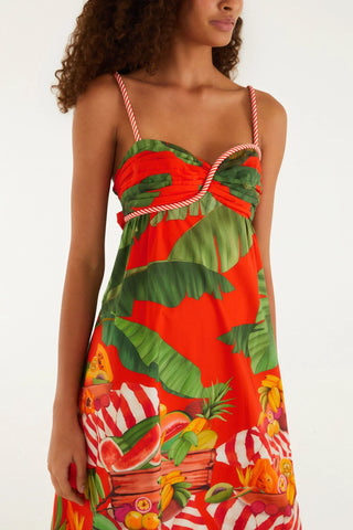 Farm Rio Maxi Dress - Fruit Trolley Red