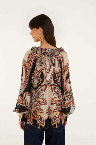 Farm Rio Long Sleeve Blouse - Tapestry Dream Beige