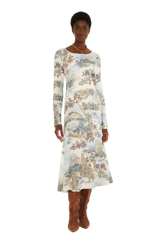 Farm Rio Toile De Rio Jersey Midi Dress - Off White