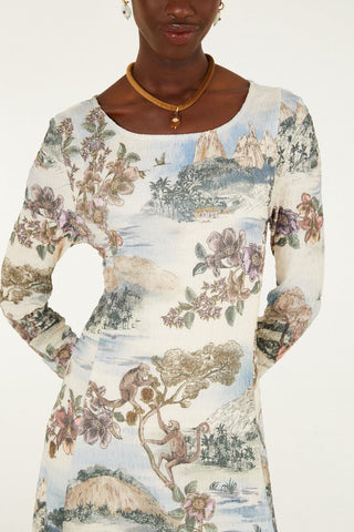Farm Rio Toile De Rio Jersey Midi Dress - Off White
