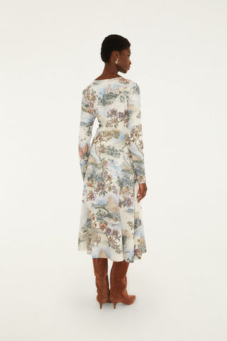 Farm Rio Toile De Rio Jersey Midi Dress - Off White