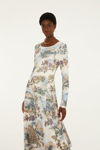 Farm Rio Toile De Rio Jersey Midi Dress - Off White