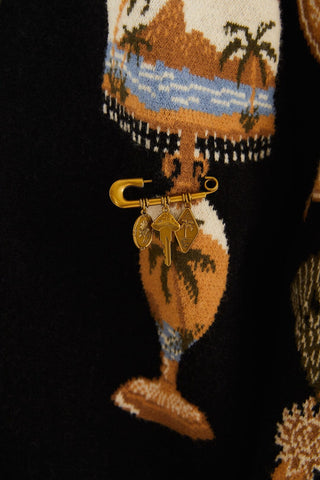 Farm Rio Knit Cardigan - Vintage Souvenirs Black