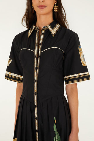 Farm Rio Black Midi Dress - Vintage Souvenirs Black