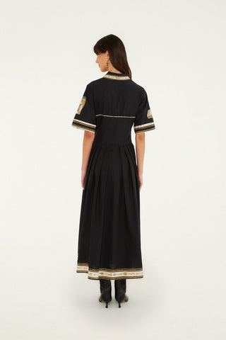 Farm Rio Black Midi Dress - Vintage Souvenirs Black