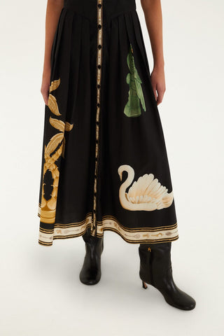 Farm Rio Black Midi Dress - Vintage Souvenirs Black