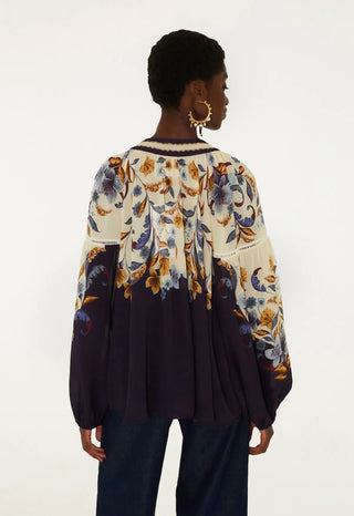 Farm Rio Golden Nature Blouse - Navy Blue