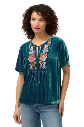 Johnny Was Velvet Yoke Blouse - Dragonfly