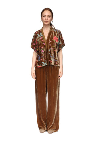 Relaxed Schiffli Cropped Kimono Mayra - Antique Gold