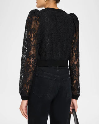 Alice + Olivia Kitty Lace Overlay Cardigan - Black