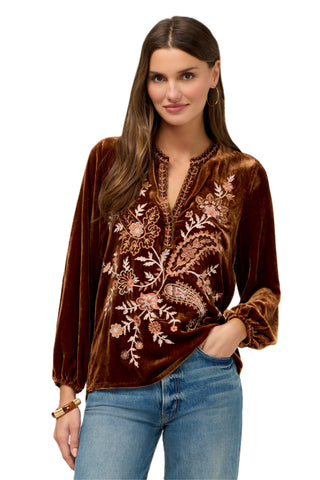 Johnny Was Relaxed Swing Blouse - Desert Brown