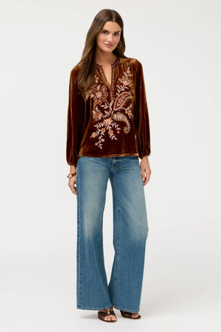 Johnny Was Relaxed Swing Blouse - Desert Brown