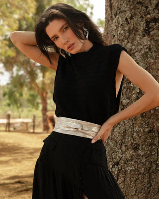 Ada Wrap Belt - Silver Shimmer