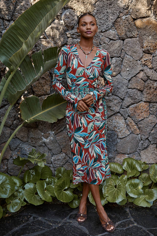The Janie Favorite Ruched Sleeve Wrap Dress - Casmalia