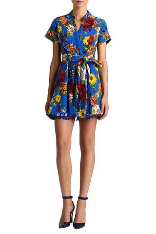 Alice + Olivia Cora Flutter Mini Dress - Blossom Blue Iris