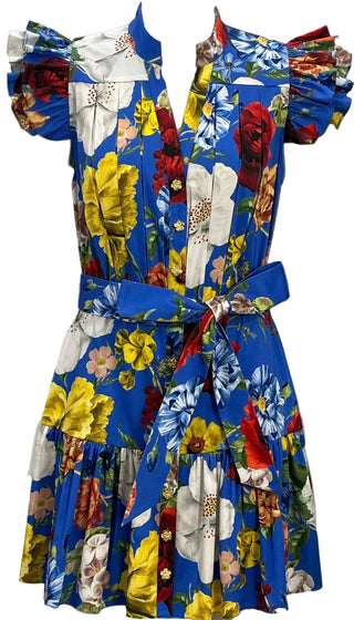 Alice + Olivia Cora Flutter Mini Dress - Blossom Blue Iris