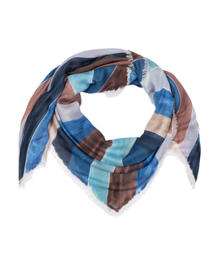 Echo Painted Chevron Square - Denim Blue