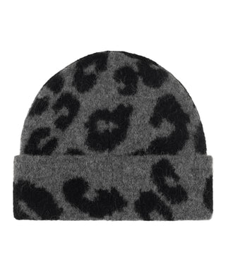 Leopard Jacquard Beanie - Black