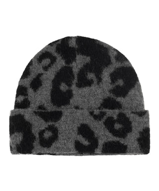 Leopard Jacquard Beanie - Black