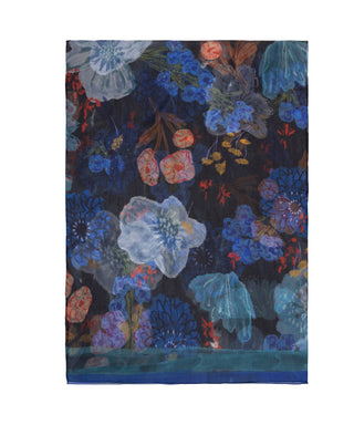 Echo Wildflower Crinkle Silk Wrap - Navy