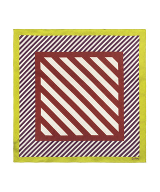 Echo Stripes Silk Bandana - Mulled Wine