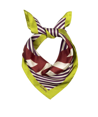 Echo Stripes Silk Bandana - Mulled Wine