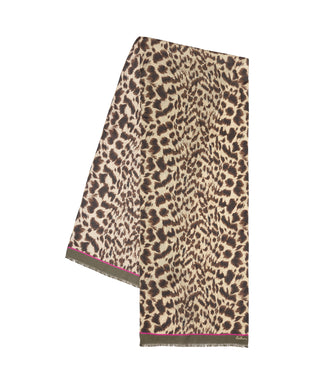 Echo Leopard Silk Scarf - Brown