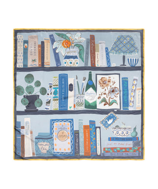 Echo Bookworm Silk Square - Denim Blue