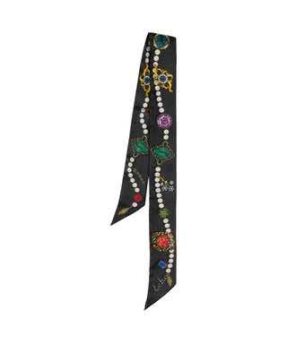 Echo Bewjewled Silk Ribbon Scarf - Black