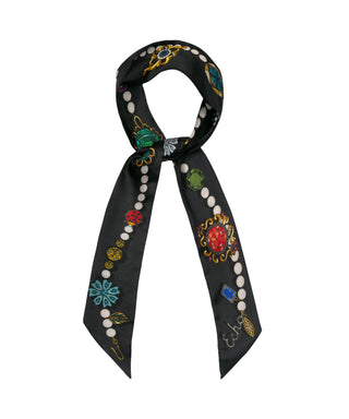 Echo Bewjewled Silk Ribbon Scarf - Black