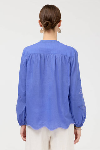 Johnny Was Rhiannon Relaxed Henley Blouse - Baja Blue