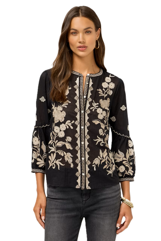 Scallop Sleeve Blouse - Black